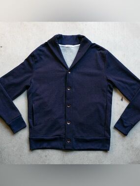 Gustin Men’s French Terry Cardigan Dark Indigo Dye Large